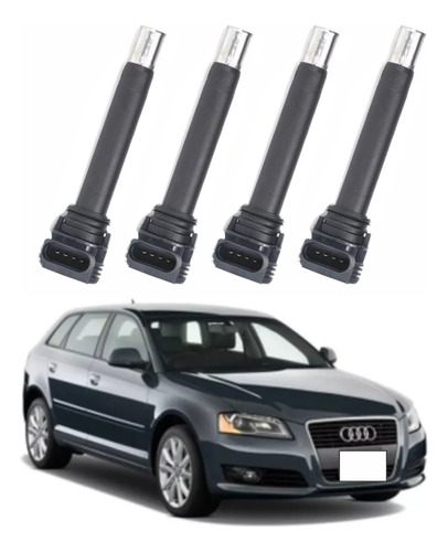 Kit 4 Bobinas Ignição Audi A3 2.0 Tfsi 2010 2011 Bosch