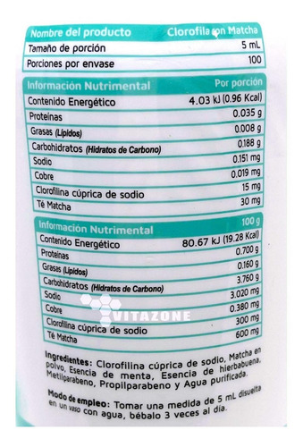 Imagen 3 de 5 de 3 Pzs Clorofila Con Matcha 500 Ml Vidanat.