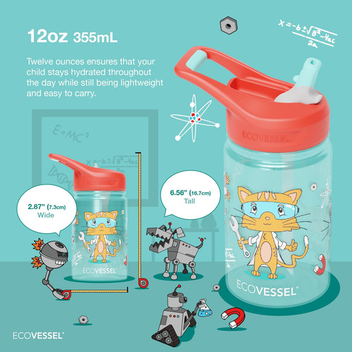 Ecovessel Splash Tritan Botella De Agua De Plástico Para Niñ