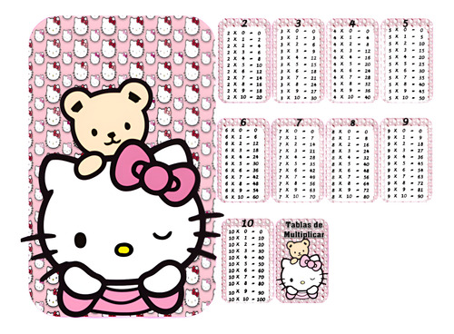 Kit Imprimible Tabla De Multiplicar Hello Kitty Editable