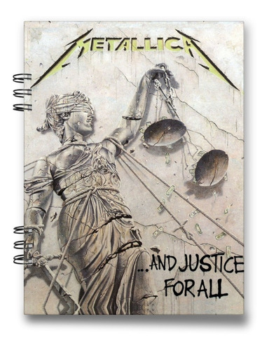 Imagen 1 de 2 de Cuaderno Metallica And Justice For All 15x20 Cms 100 Hojas