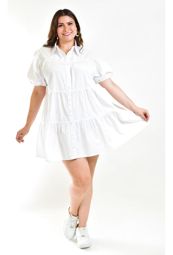 Vestido De Popelina Roman Fashion /tallas Extras, 003 (blanc