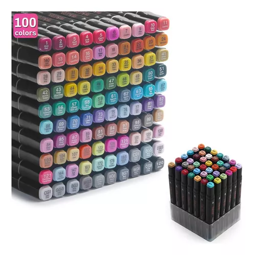 Marcadores de alcohol de 100 colores de doble punta para niños, rotuladores  con soporte para bolígrafo y estuche para adultos, suministros de pintura