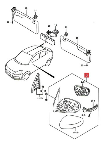 Espejo Retrov Izq. Electric  C/seña Suzuki Swift Dzire 2018-