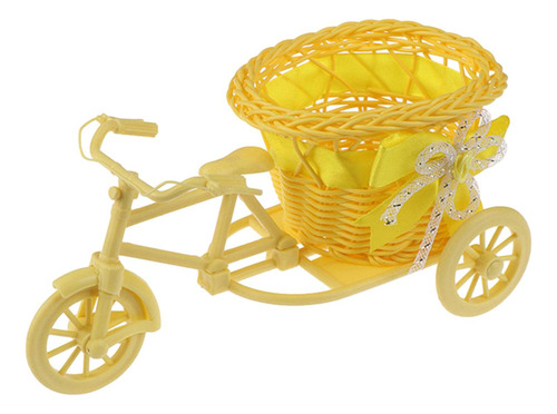 Bicicleta Cesta De Flores Tejidas Artificiales Macetero