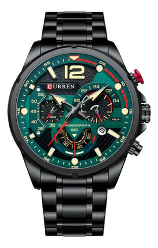 Reloj De Hombre Edición Especial Curren® 8395 A+ Color de la correa Negro Color del fondo Verde oscuro