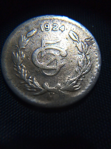 Moneda 5 Pesos 1924 Con Error De Acuñacion.