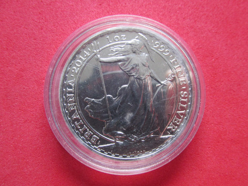 Moneda Inglaterra 2 Libras 1 Onza Plata Reina Isabel Ii 2014 (Usado)