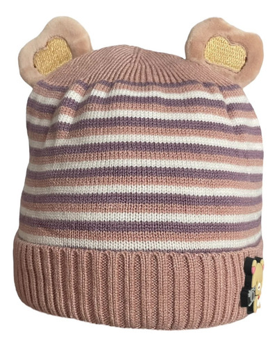 Gorrito Bebé Invierno Rayas Y Orejas