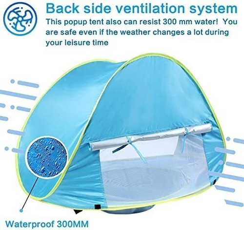 Imagen 6 de 8 de Carpa De Playa Para Bebés Toldo Portátil De Protección Uv P