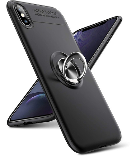 Funda Para iPhone 12 Pro Max Negra Con Anillo