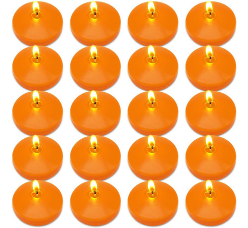 Velas Flotantes, Paquete De 20, 3 Pulgadas, Color Naranja