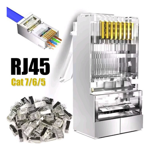 Conectores Blindados Cat6 Pasantes Pack 4 Unidades Con Botas