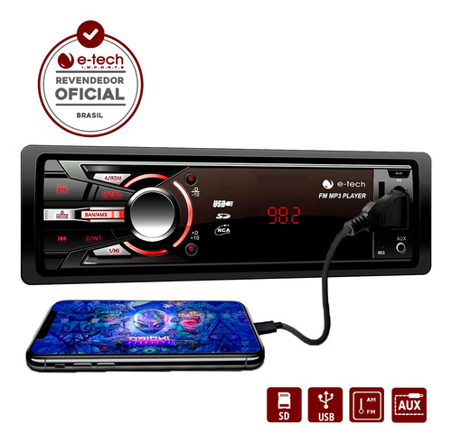 Radio Automotivo Mp3 Usb Sd Fm Touch Screen E-tech Combat