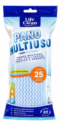 Pano Multiuso Poliéster e Viscose Life Clean Cozinha Banheiro Azul