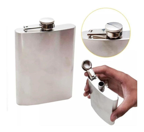 Cantil De Bolso Em Aço Inox 210ml - Clink