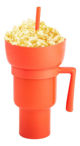Taza Con Pajita Para Bebida Con Cubo De Palomitas De Maíz