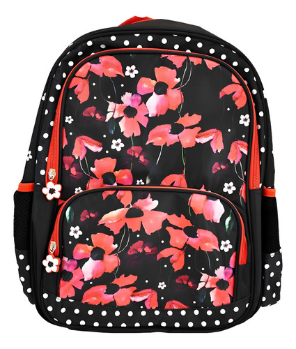 Mochila Primaria Flores Blossom - Upak Color Negro Diseño De La Tela Poliéster