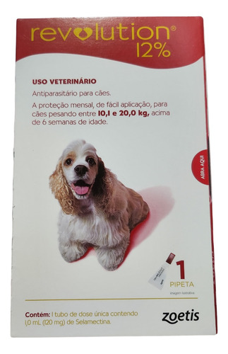 Antipulgas Revolution 12% Para Cães De 10,1 A 20kg -1 Pipeta