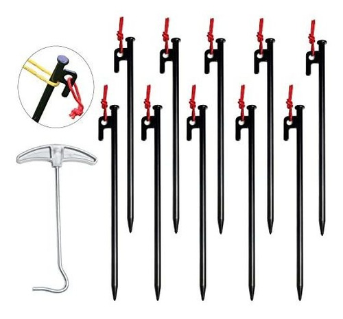 Hikeman 10pc-pack Steel Tent Stakes,7.8  /11.8  Pegs 9hsy6