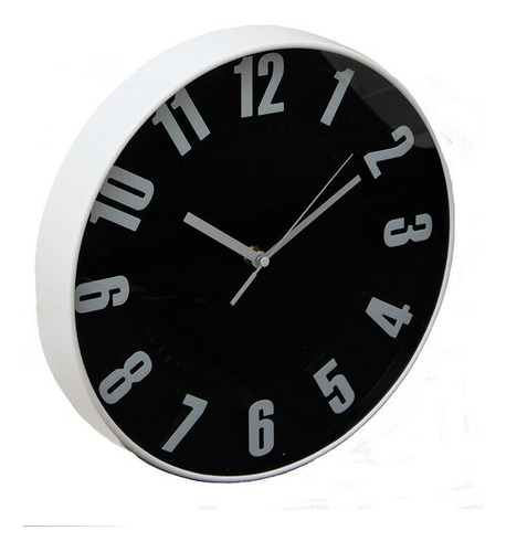 Reloj De Pared Blanco C/fondo Negro 30cm De Diametro 