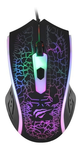 Mouse Gamer Rgb Luz Led Multicolor 1200dpi Havit Ms736 Negro