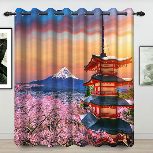 Cortina Ventana Flor Cerezo Rosa Exotica Japonesa Ukiyoe 2 X