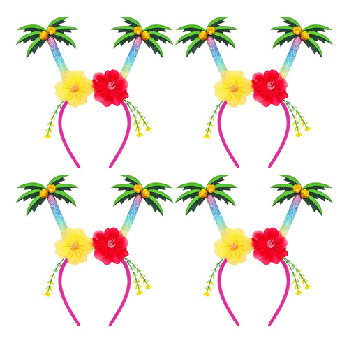 4 Piezas De Accesorios Hawaianos Diadema Hawaiana De Palmera