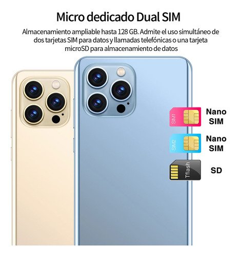 Teléfonos Inteligentes Android Baratos I13 Pro Max 7.5 En Ram 1gb Y Rom 16gb Oro