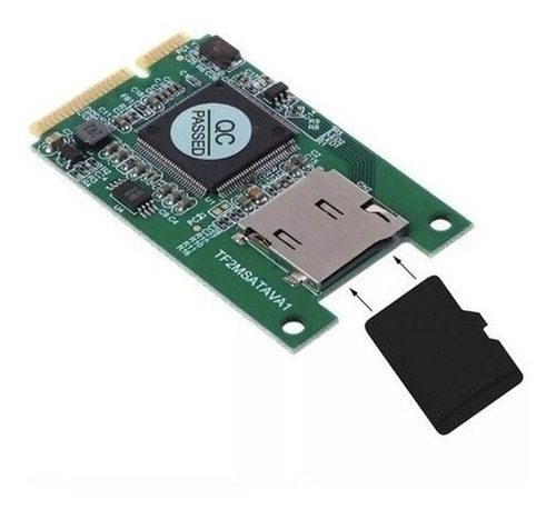 Adaptador De Memorias Microsd A Pcie Msata Soporta 32 Gb Color Verde oscuro