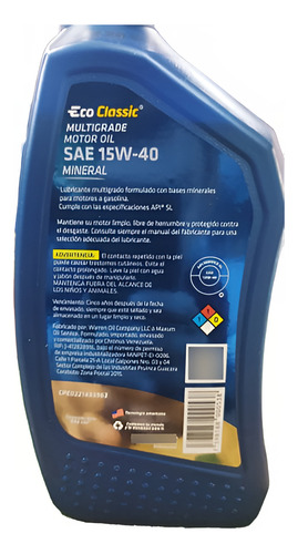Aceite De Motor Mineral Chronus Sl 15w40 Eco Classic