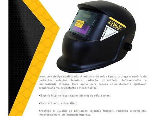 Mascara De Solda Escurecimento Automatico Fixa 3 A 11 Lynus