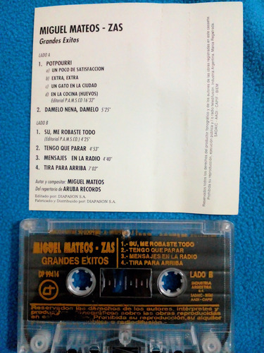 Miguel Mateos Zas - Grandes Éxitos (casete, 1985) Estándar