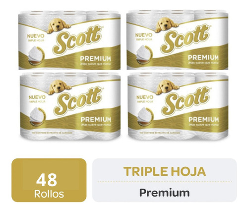  Higiénico Scott Premium Triple Hoja 48 Rollos 