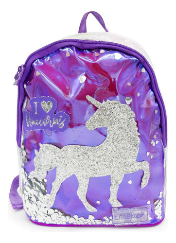 Mochila De Espalda Unicornio 12´ Con Lentejuelas, 11734 Color Violeta