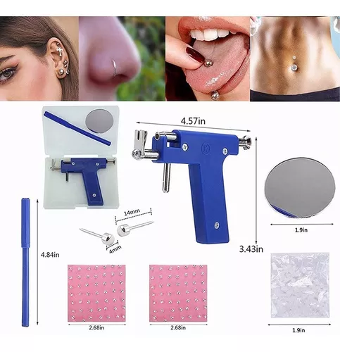 Kit Pistola Inoxidable Perforadora Cuerpo Aros Piercing