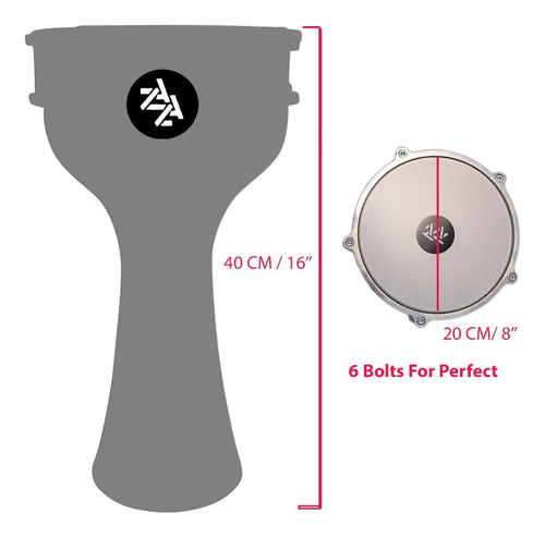 Zaza Percussion Darbuka De Aluminio De 16 '' De Longitud, Ca