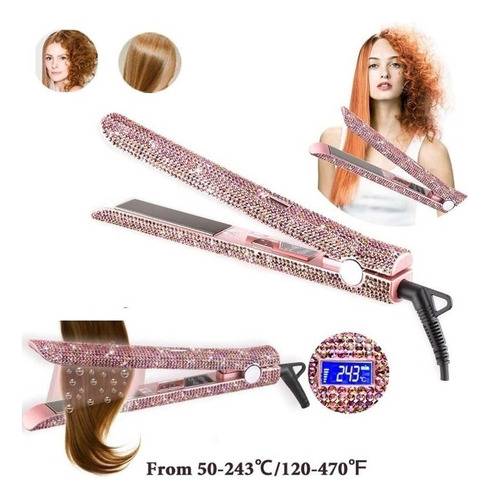 Plancha De Pelo Diamante De Doble Voltaje Rizador Anión Pelo
