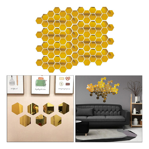 Para Juego De Pegatinas De 100 Piezas De Espejo Hexagonal
