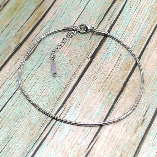 Imagen 7 de 10 de Pulsera De Tobillo Pie Mujer De Acero Panza De Víbora Plata