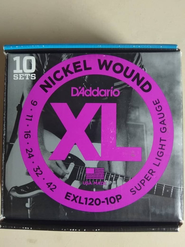 Cuerdas Daddario Nickel Wound Exl120-10p Guitarra Eléctrica