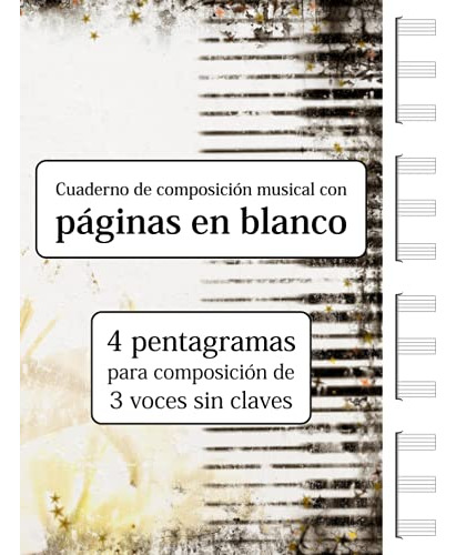 Cuaderno De Composicion Musical Con Paginas En Blanco - 4 Pe