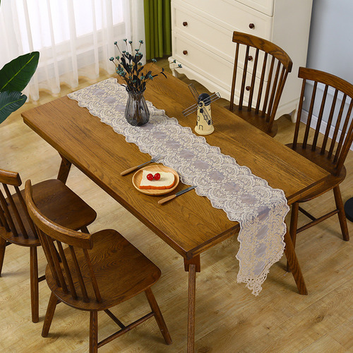 Camino De Mesa Rectangular De 30 A 180 Cm, Encaje Y Macramé,