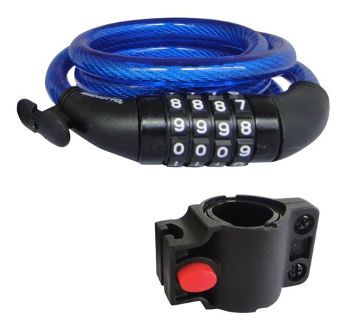 Candado De Cable Benotto Espiral 12x1800mm Con Combinación Color Azul
