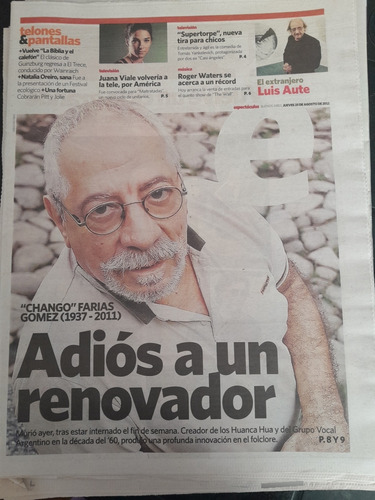 Diario Clarin Espectáculos Chango Farias Gomez 25 08 2011