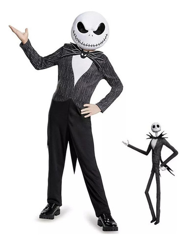 Traje De Cosplay Infantil De Halloween Jack Skellington