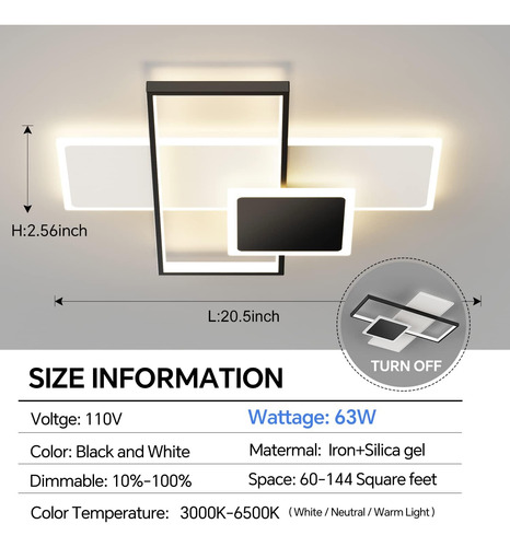 Luminária De Teto Embutida Led Moderna Regulável De 20,5 Pol