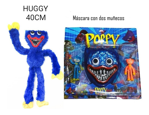 Imagen 2 de 7 de Huggy Wuggy + Mascara Plush Blue Kit 4 Piezas Playtime