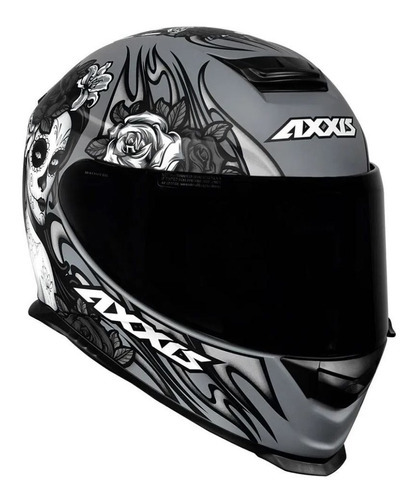 Capacete Axxis Eagle Catrina Matte - Cinza/branco/preto Cor Preto Tamanho do capacete 59/60