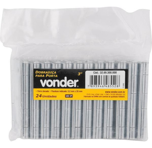 Dobradiça Para Porta 3 Aço Carbono Cromado Vonder
